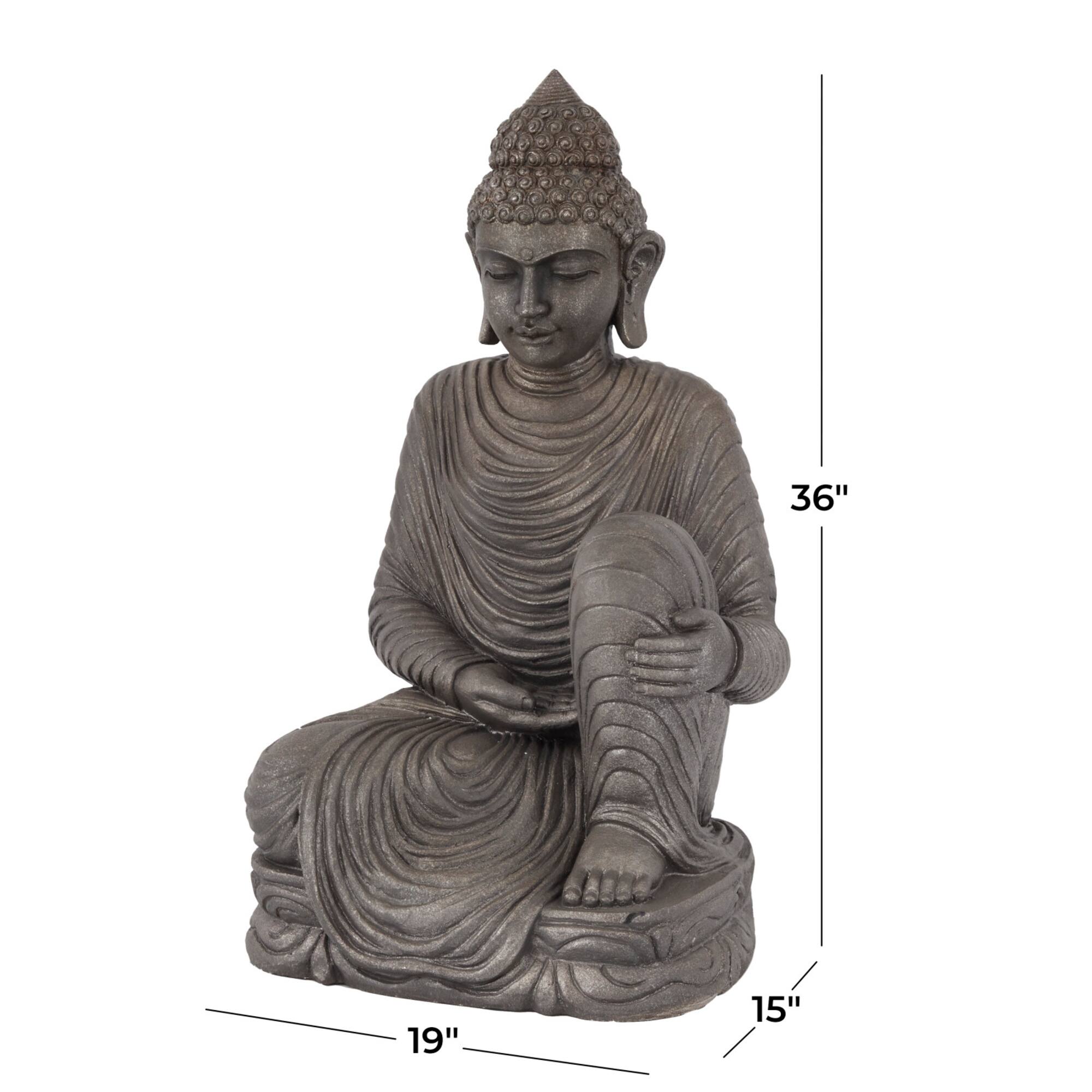 Dark Brown Traditional Buddha Garden Sculpture, 19" x 15" x 36"